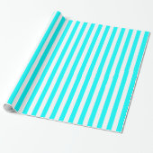 Aqua Blauw/Witte Streep Cadeaupapier (Uitgerold)