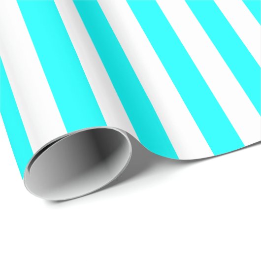 Aqua Blauw/Witte Streep Cadeaupapier (Rol Hoek)