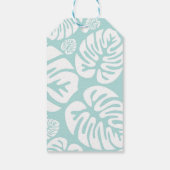 Aqua Blauw Witte Tropische Trouw Dank Je Cadeaulabel (Achterkant)