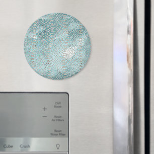 Aqua Blauw Zilver Slangenprint Magneet