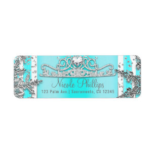 Aqua Blauw & Zilver Winter Wonderland Sneeuwvlokke Etiket