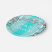 Aqua Blauw & Zilver Winter Wonderland Sneeuwvlokke Papieren Bordje (Gekanteld)