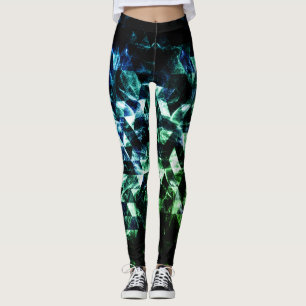 Aqua blauw Zwart Driehoek Geometrisch Smoky Abstra Leggings