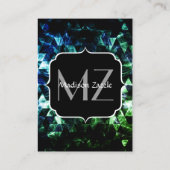 Aqua blauw Zwart Geometrisch Smoky Abstract Monogr Visitekaartje (Achterkant)