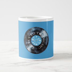 Aqua Blauw Zwart Record Muziek Grote Koffiekop
