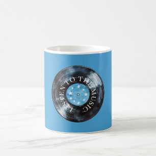 Aqua Blauw Zwart Record Muziek Koffiemok