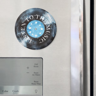 Aqua Blauw Zwart Record Muziek Magneet