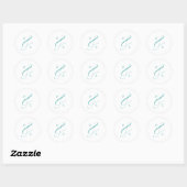 Aqua Blauwe Ampersand Monogram Briefsluitzegels Ronde Sticker (Vel)
