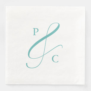 Aqua Blauwe Ampersand Monogram Papieren Eetservett Servet