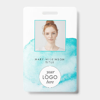 Aqua Blauwe Aquarel Achtergrond Badge