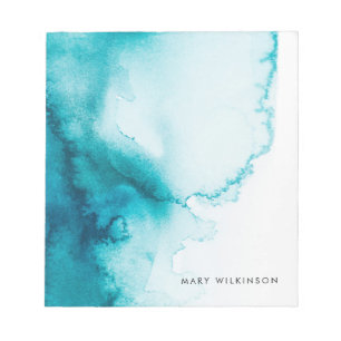 Aqua Blauwe Aquarel Achtergrond Notitieblok