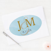 Aqua Blauwe Aquarel Monogram Label (Envelop)