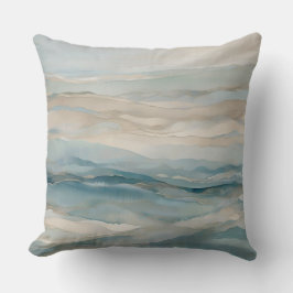 Aqua Blauwe Beige Teal Crème Abstract Golfpatroon Kussen
