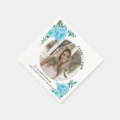 Aqua Blauwe bloemen Klasse 2022 Foto van afstudere Servet (Hoek)