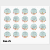 Aqua Blauwe Blush Bloemen Bruiloft Envelope Zegel (Vel)