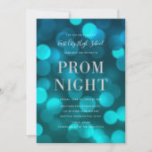 Aqua Blauwe Bokeh Lichten Zilver Bal Gala Hoogste  Kaart (Voorkant)