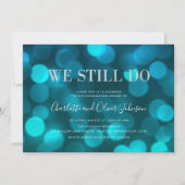 Aqua Blauwe Bokeh Lichten Zilveren Huwelijksjubile Kaart (Voorkant)