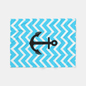 Aqua Blauwe Chevron Anker Fleece Deken (Voorkant (Horizontaal))