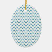 Aqua Blauwe Chevron Patroon Keramisch Ornament (Voorkant)