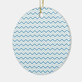 Aqua Blauwe Chevron Patroon Keramisch Ornament (Links)