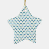 Aqua Blauwe Chevron Patroon Keramisch Ornament (Rechts)