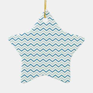 Aqua Blauwe Chevron Patroon Keramisch Ornament