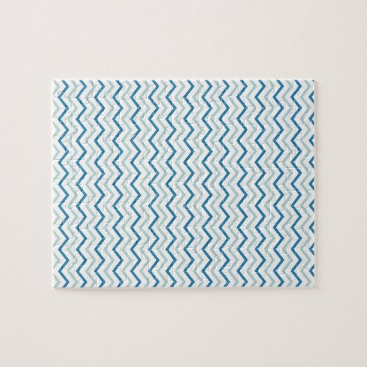 Aqua Blauwe Chevron Patroon Legpuzzel (Horizontaal)