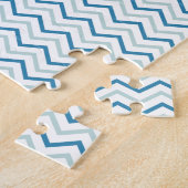 Aqua Blauwe Chevron Patroon Legpuzzel (Zijkant)