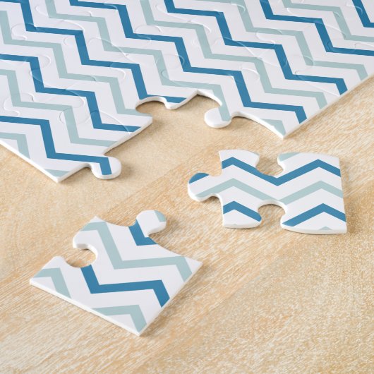 Aqua Blauwe Chevron Patroon Legpuzzel (Zijkant)
