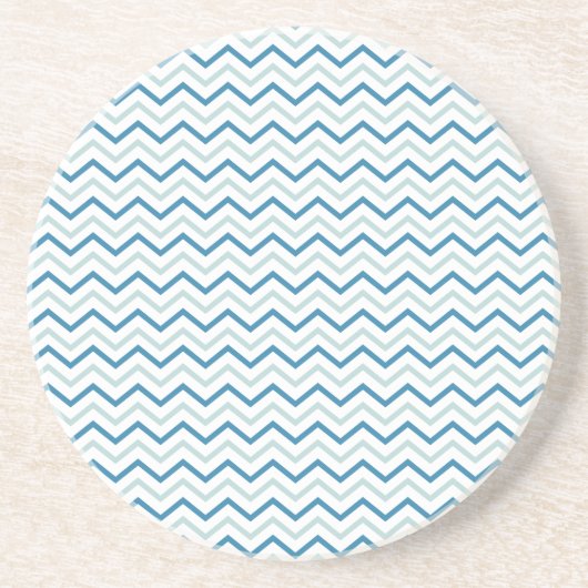 Aqua Blauwe Chevron Patroon Zandsteen Onderzetter (Voorkant)