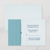 Aqua Blauwe Chevron RSVP Kaart (Voorkant / Achterkant)