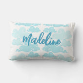 Aqua Blauwe Chinoiserie Wolk Naam Kussen (Achterkant)