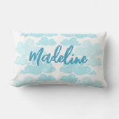 Aqua Blauwe Chinoiserie Wolk Naam Kussen (Voorkant)
