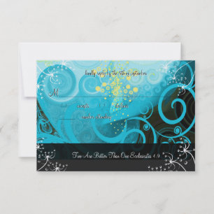 Aqua Blauwe Citroen Gele Calla Lelie Bloem- RSVP Kaartje