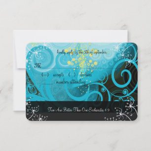 Aqua Blauwe Citroen Gele Calla Lelie Bloem- RSVP Kaartje