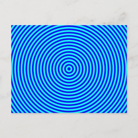 Aqua Blauwe Concentrische Cirkels Briefkaart (Voorkant)