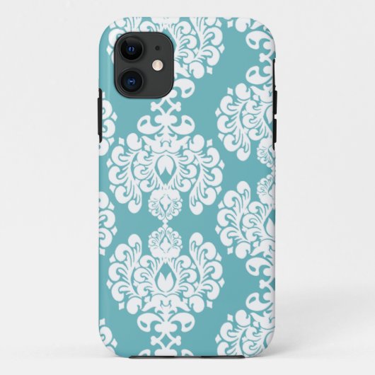 Aqua blauwe damast stijlvol patroon iphone 5 casem Case-Mate iPhone case (Achterkant)