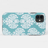 Aqua blauwe damast stijlvol patroon iphone 5 casem Case-Mate iPhone case (Achterkant (horizontaal))