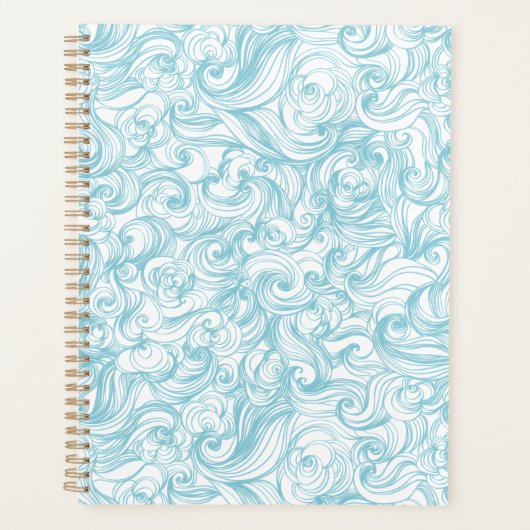 Aqua Blauwe Draai Patroon Planner (Voorkant)