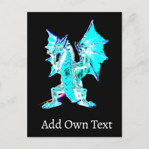 Aqua Blauwe Draak Oceaan Lucht Fantasie Water Elem Briefkaart