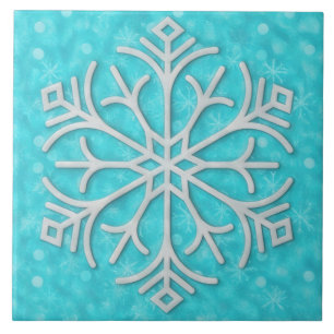 Aqua Blauwe en Grijze Sneeuw Sneeuwvlok Vakantie K Tegeltje