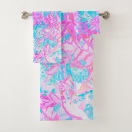Aqua Blauwe en Heet Roze Hortensia Landschap Bad Handdoek