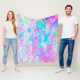 Aqua Blauwe en Heet Roze Hortensia Landschap Fleece Deken