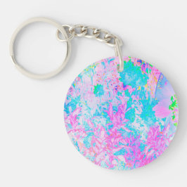 Aqua Blauwe en Heet Roze Hortensia Landschap Sleutelhanger