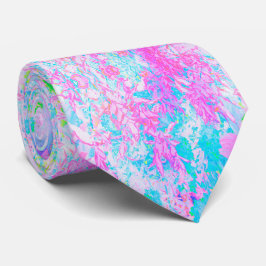 Aqua Blauwe en Heet Roze Hortensia Landschap Stropdas