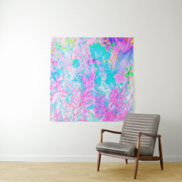 Aqua Blauwe en Heet Roze Hortensia Landschap Wandkleed