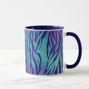 Aqua Blauwe En Paarse Zebra Strepen Mok