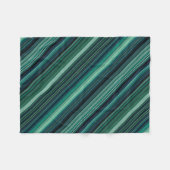 Aqua Blauwe en Teal Strepen Fleece Deken (Voorkant (Horizontaal))