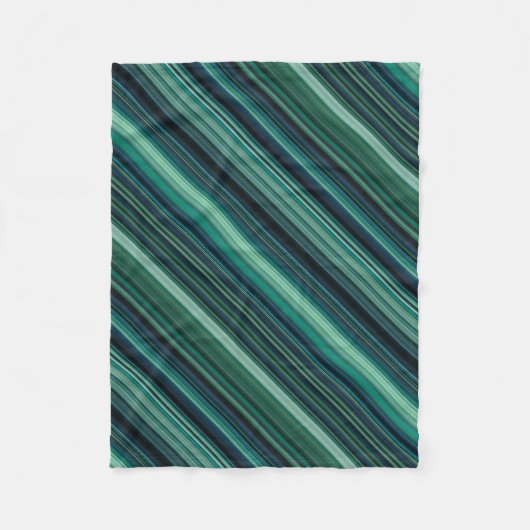 Aqua Blauwe en Teal Strepen Fleece Deken (Voorkant)