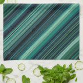 Aqua Blauwe en Teal Strepen Theedoek (Gevouwen)